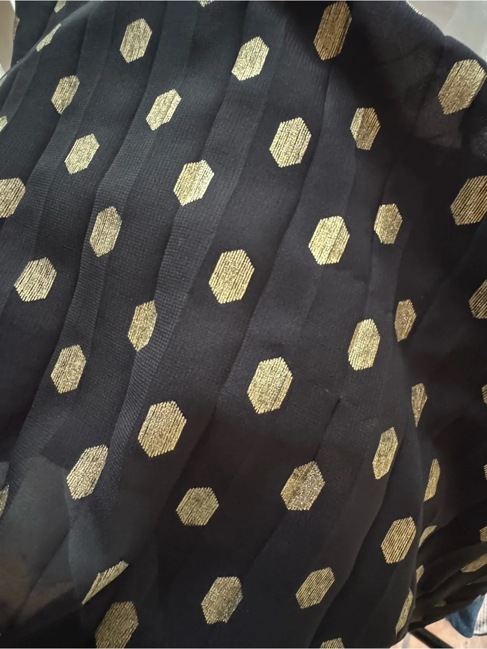 Her Destiny Black Gold Patterned Pleated Midi Skirt Womens M